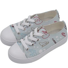 Winter Pattern Background Element Kids  Low Top Canvas Sneakers