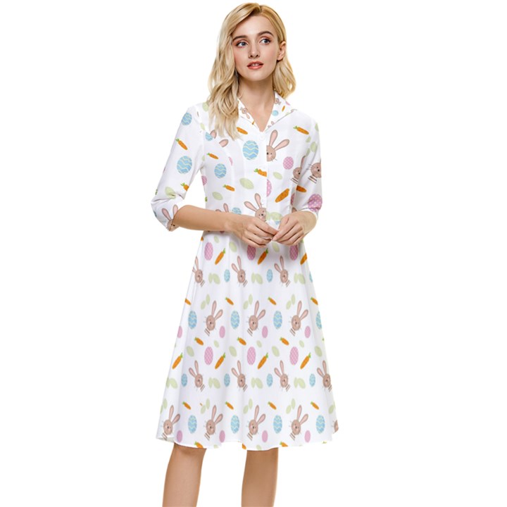 Easter Bunny Pattern Hare Classy Knee Length Dress