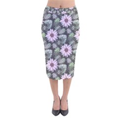 Flower  Petal  Spring Watercolor Velvet Midi Pencil Skirt