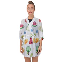 Fruit Summer Vitamin Watercolor Half Sleeve Chiffon Kimono by Wegoenart