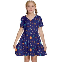 Space Sun Mercury Venus Earth Planet Galaxy Kids  Short Sleeve Tiered Mini Dress by Wegoenart