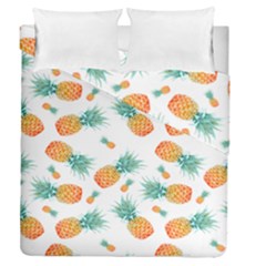 Pineapple Background Pattern Fruit Duvet Cover Double Side (queen Size) by Wegoenart