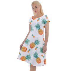 Pineapple Background Pattern Fruit Classic Short Sleeve Dress by Wegoenart