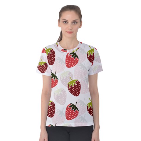 Strawberry Pattern Background Women s Cotton Tee by Wegoenart