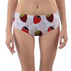 Strawberry Pattern Background Reversible Mid-waist Bikini Bottoms