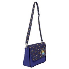 Pattern Seamless Gold Stars Shoulder Bag With Back Zipper