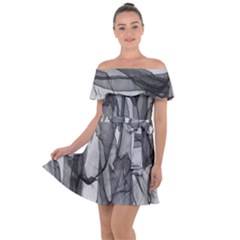 Abstract-black White (1) Off Shoulder Velour Dress by nateshop