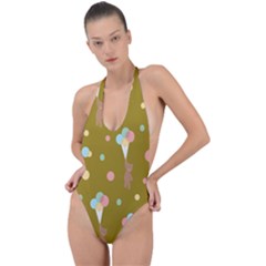 Bear 3 Backless Halter One Piece Swimsuit by nateshop