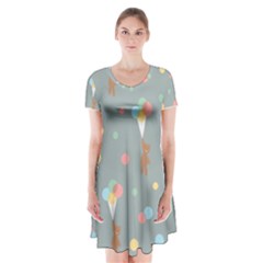 Bear 7 Short Sleeve V-neck Flare Dress by nateshop