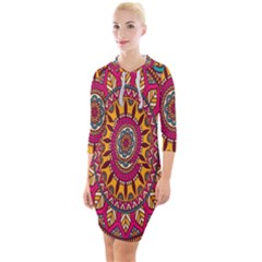 Buddhist Mandala Quarter Sleeve Hood Bodycon Dress by nateshop