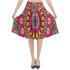 Buddhist Mandala Flared Midi Skirt by nateshop