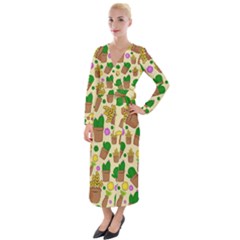 Cactus Velvet Maxi Wrap Dress by nateshop