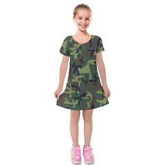 Camouflage-1 Kids  Short Sleeve Velvet Dress by nateshop