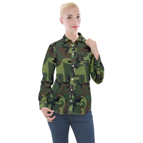 Camouflage-1 Women s Long Sleeve Pocket Shirt by nateshop