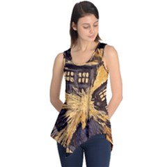 Brown And Black Abstract Painting Doctor Who Tardis Vincent Van Gogh Sleeveless Tunic by danenraven