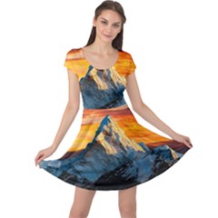 Himalaya Mountains Landscape  Nature Cap Sleeve Dress by danenraven