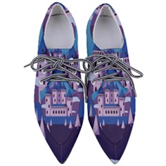 Illustration Castle Mountain Tower Sky Pointed Oxford Shoes