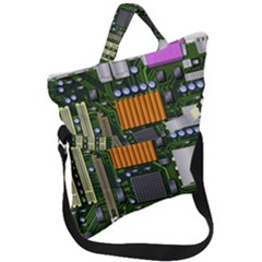 Illustration Motherboard Pc Computer Fold Over Handle Tote Bag by danenraven