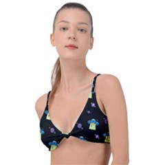 Galaxy Cosmos Rocket Spaceship Ufo Knot Up Bikini Top by Wegoenart