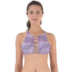 Purple Background Abstract Pattern Perfectly Cut Out Bikini Top by Wegoenart