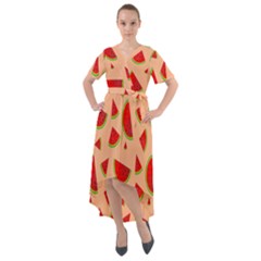 Fruit-water Melon Front Wrap High Low Dress by nateshop