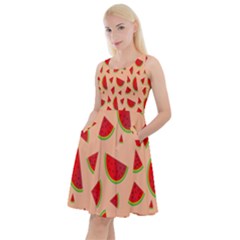 Fruit-water Melon Knee Length Skater Dress With Pockets by nateshop