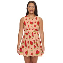 Fruit-water Melon Waist Tie Tier Mini Chiffon Dress by nateshop