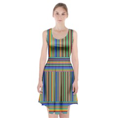 Abstract Stripe Pattern Rainbow Racerback Midi Dress by Wegoenart