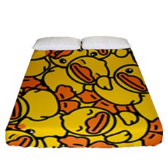 Duck Cartoon Background Pattern Fitted Sheet (queen Size) by Wegoenart