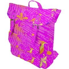 Spring Tropical Floral Palm Bird Pink Pattern Background Buckle Up Backpack by Wegoenart