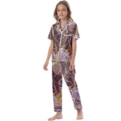 Marble Pattern Texture Rock Stone Surface Tile Kids  Satin Short Sleeve Pajamas Set by Ravend