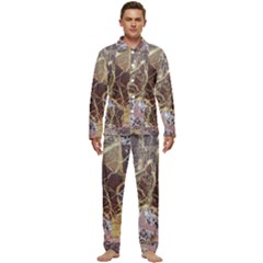 Marble Pattern Texture Rock Stone Surface Tile Men s Long Sleeve Velvet Pocket Pajamas Set by Ravend