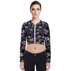 Floral Long Sleeve Zip Up Bomber Jacket by nateshop