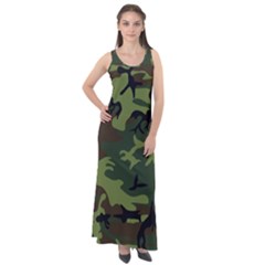 Green Brown Camouflage Sleeveless Velour Maxi Dress by nateshop