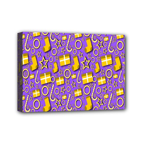 Pattern-purple-cloth Papper Pattern Mini Canvas 7  X 5  (stretched) by nateshop