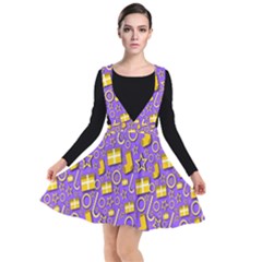 Pattern-purple-cloth Papper Pattern Plunge Pinafore Dress by nateshop