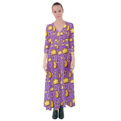 Pattern-purple-cloth Papper Pattern Button Up Maxi Dress by nateshop