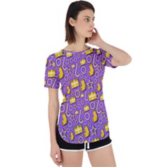 Pattern-purple-cloth Papper Pattern Perpetual Short Sleeve T-shirt by nateshop