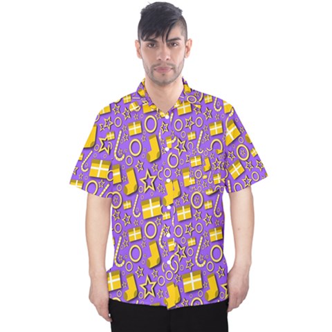 Pattern-purple-cloth Papper Pattern Men s Hawaii Shirt by nateshop