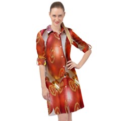 Christmas Decoration Star  3 Long Sleeve Mini Shirt Dress by artworkshop