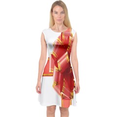 Red Ribbon Bow On White Background Capsleeve Midi Dress by artworkshop