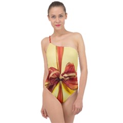 Ribbon Bow Classic One Shoulder Swimsuit