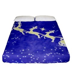 Santa-claus-with-reindeer Fitted Sheet (queen Size) by nateshop