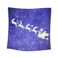 Santa-claus-with-reindeer Square Tapestry (small) by nateshop