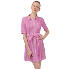 Seamless-texture Belted Shirt Dress by nateshop