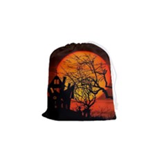 Night Full Moon Gespenstig Drawstring Pouch (small) by Wegoenart