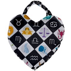 Zodiac Astrology Horoscope Pattern Giant Heart Shaped Tote by Wegoenart