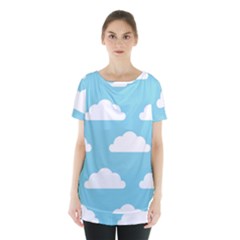 Clouds Blue Pattern Skirt Hem Sports Top by ConteMonfrey