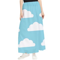 Clouds Blue Pattern Maxi Chiffon Skirt by ConteMonfrey