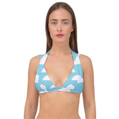 Clouds Blue Pattern Double Strap Halter Bikini Top by ConteMonfrey